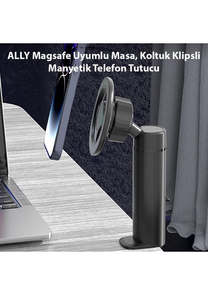 Ally Magsafe Uyumlu Masa Koltuk Klipsli Manyetik Telefon TUTUCU-(1903) - ASOY3598-7534 fiyatları