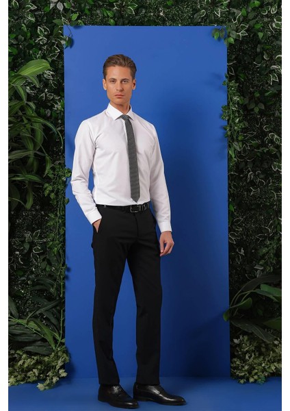 Slim Fit Dokulu Pamuklu Klasik Beyaz Gömlek Gk 713 indirimleri