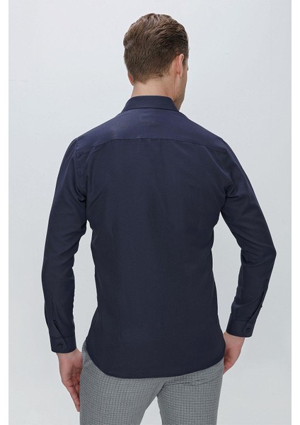 Gk 673 Slim Fit Lacivert Klasik Gömlek indirimleri