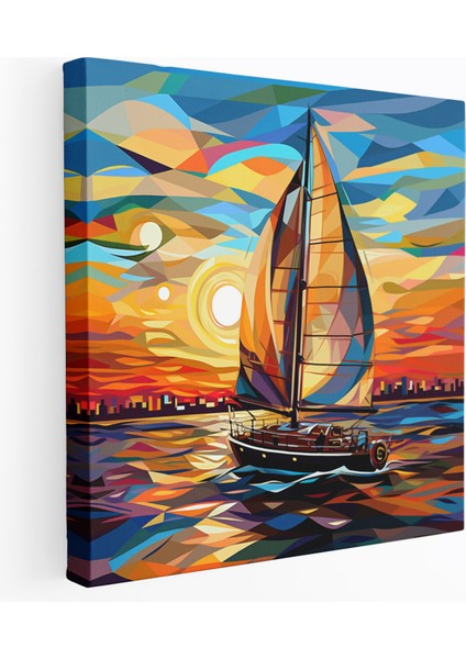 Renkli Pop Art Yelkenli Duvar Süsü - Yelkenli Kanvas Duvar Sanatı Duvar Süsü Ev Dekorasyonu