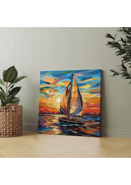 Renkli Pop Art Yelkenli Duvar Süsü - Yelkenli Kanvas Duvar Sanatı Duvar Süsü Ev Dekorasyonu fiyatları
