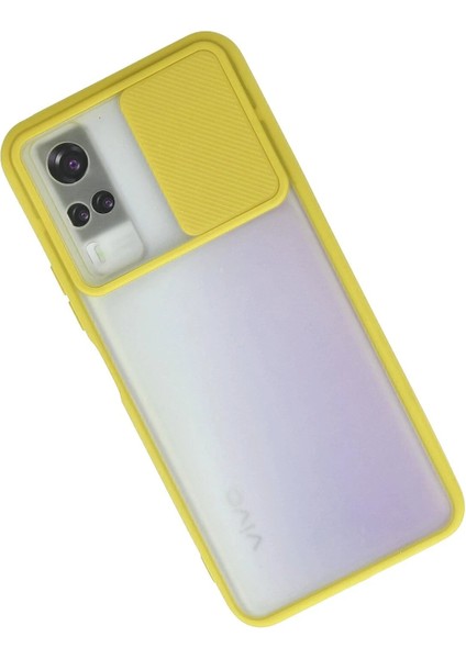 Vivo Y53S Kılıf Palm Buzlu Kamera Sürgülü Silikon - Sarı - ASOY2212-9972 fiyatları