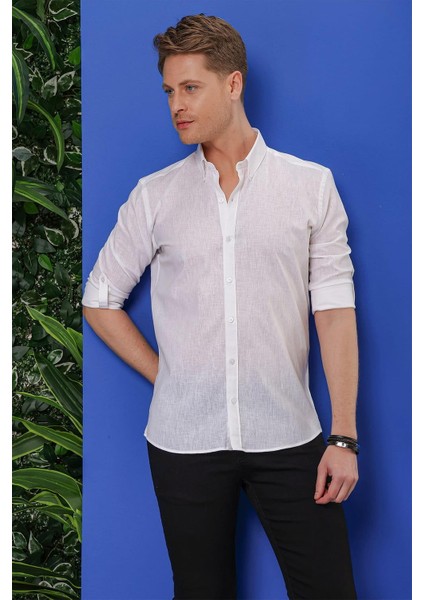 G 1554 Slim Fit Beyaz Klasik Gömlek modelleri