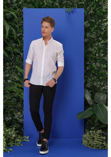 G 1554 Slim Fit Beyaz Klasik Gömlek fırsatları