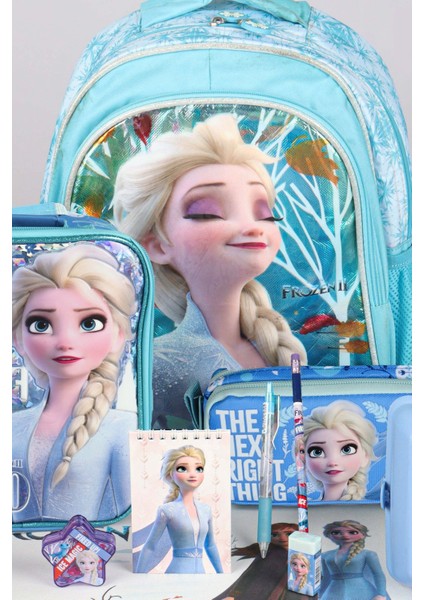 Dekomus Lisanslı Elsa Frozen "okul Çantası,kalem ve Beslenme Çantası,beslenme Kabı ve 500 ml Trıtan Matara Okul Seti fiyatları