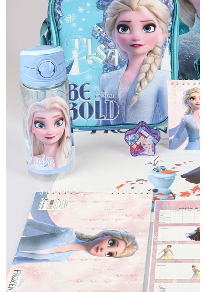 Dekomus Lisanslı Elsa Frozen "okul Çantası,kalem ve Beslenme Çantası,beslenme Kabı ve 500 ml Trıtan Matara Okul Seti indirimleri