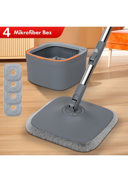 Temiz Suyu ile Kirli Suyu Ayıran Mop+ 4 Mikrofiber Bez (360° Dönebilen Başlık, Kolay Sıkma) fiyatları