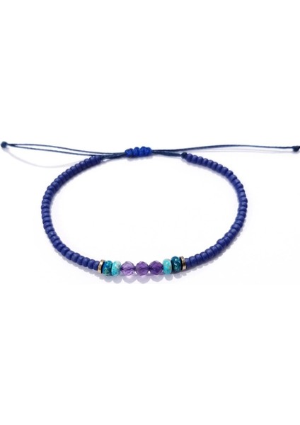 Ametist Varisit Hematit Doğaltaşlı Mat Lacivert Miyuki Round Boncuklu Bileklik modelleri