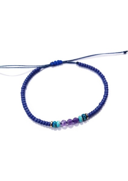 Ametist Varisit Hematit Doğaltaşlı Mat Lacivert Miyuki Round Boncuklu Bileklik indirimleri