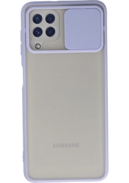 Samsung Galaxy A22 Kılıf Palm Buzlu Kamera Sürgülü Silikon - Lila - ASOY9398-8171
