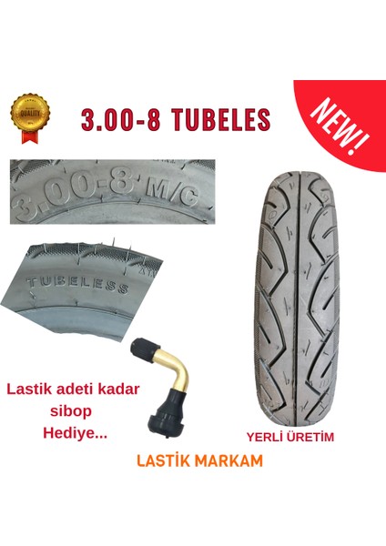 YENİ 3.00-8 38G BL089 TL -Tubeless Dış Lastik-2025-Sübap HEDİYELİ