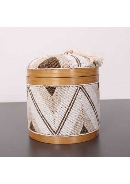 Mylamp Bali Boncuklu Bambu Saklama Kutusu L 20X23 cm
