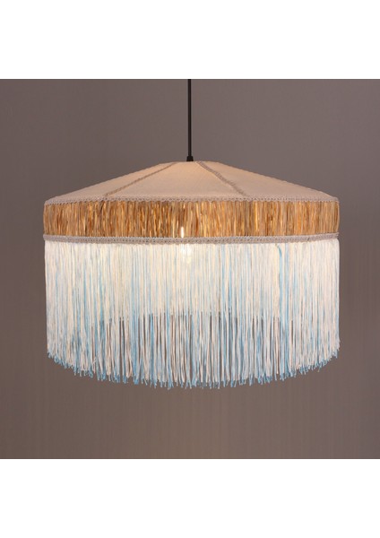 Mylamp Şanzelize 50X30 cm Doğal Hazeran - Rafya ve Kumaş Avize modelleri