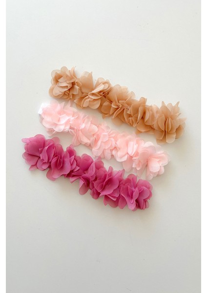 Kız Bebek Çiçekli 3’lü Lastikli Bandana Seti,saç Bandı Seti