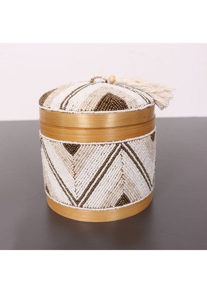 Mylamp Bali Boncuklu Bambu Saklama Kutusu M 15X17 cm