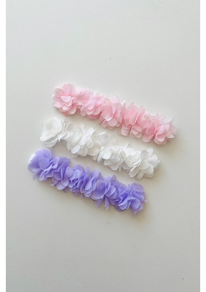 Kız Bebek Çiçekli 3’lü Lastikli Bandana Seti,saç Bandı Seti