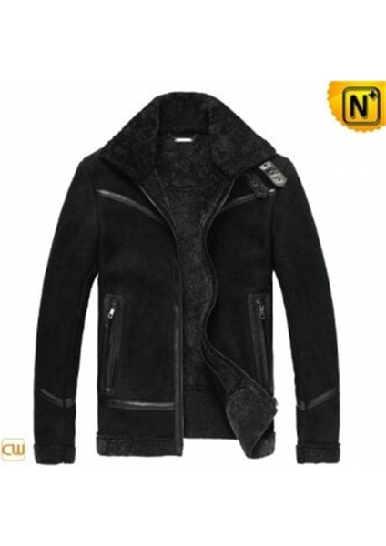 Hakiki Deri Siyah Pilot Dar Kesim Kürklü Erkek Deri Ceket