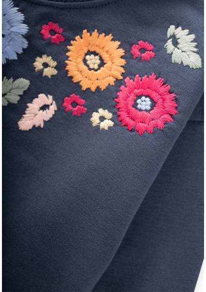 Çiçek Nakışlı Sweatshirt 2-7 Yaş Lacivert modelleri