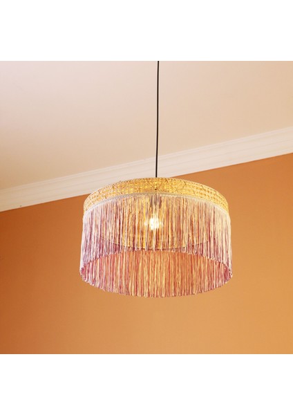 Mylamp Şanzelize 50X30 cm Doğal Hazeran - Rafya ve Kumaş Avize modelleri