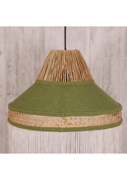 Mylamp Şanzelize 41X50 cm Doğal Hazeran ve Rafya Kumaş Avize indirimleri