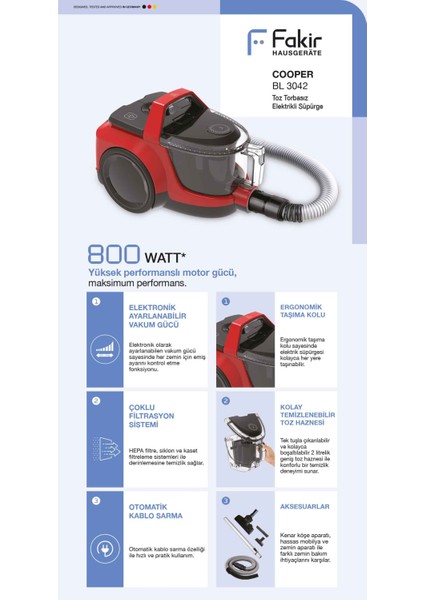 Cooper Bl 3042 Toz Torbasız Elektrikli Süpürge fiyatları