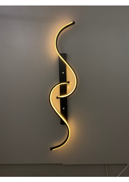 Yüksek Aydınlatmalı S Model Siyah LED Aplik Avize Modern, 3 Renk Aydınlatma fiyatları