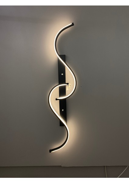 Yüksek Aydınlatmalı S Model Siyah LED Aplik Avize Modern, 3 Renk Aydınlatma modelleri