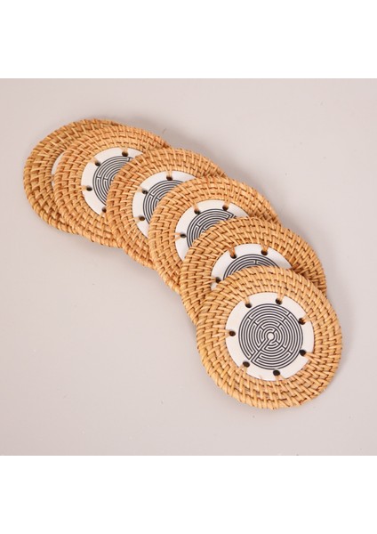 Mylamp Labirent 6'lı Doğal Rattan ve El Yapımı Seramikli Bardak Altlığı fiyatları