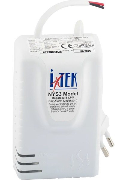 NYS Doğal Gaz Alarm Dedektörü - Sesli ve Işıklı Uyarı, Ev Kullanımı için 220V, Beyaz fiyatları