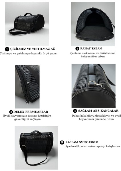 Omuz Askılı Kedi ve Köpek Taşıma Çantası Nefes 10 kg Taşımalı 23X30X40 cm modelleri