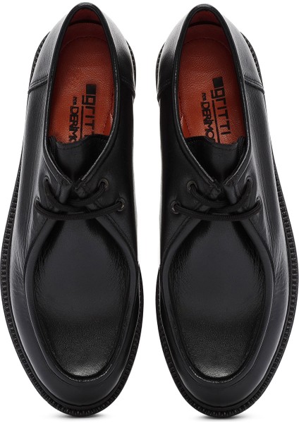 Gritti Kadın Siyah Bağcıklı Deri Maskülen Ayakkabı 25AFD110218