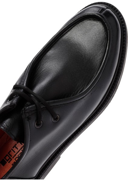 Gritti Kadın Siyah Bağcıklı Deri Maskülen Ayakkabı 25AFD110218