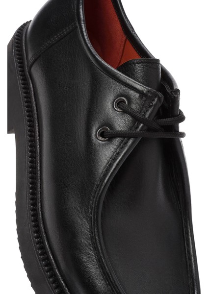 Gritti Kadın Siyah Bağcıklı Deri Maskülen Ayakkabı 25AFD110218