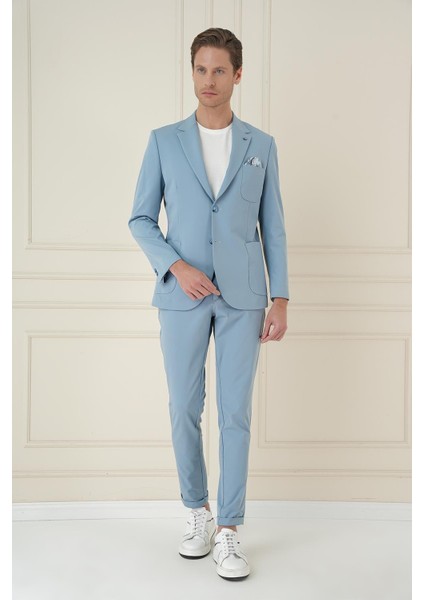 Slim Fit Mono Yaka Çift Yırtmaç Torba Cep Casual Havacı Mavi Ceket C 697 fiyatları