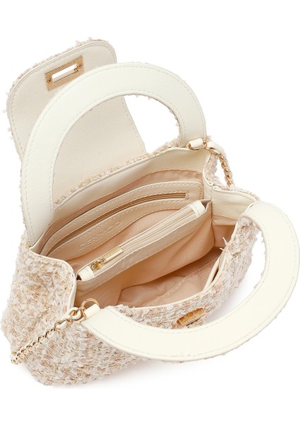 Kadın Krem Uzun Askılı Mini Kol Çantası 25ABD27056F