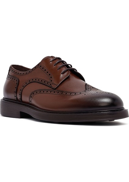 Erkek Kahverengi Bağcıklı Deri Klasik Ayakkabı 25WFD621918