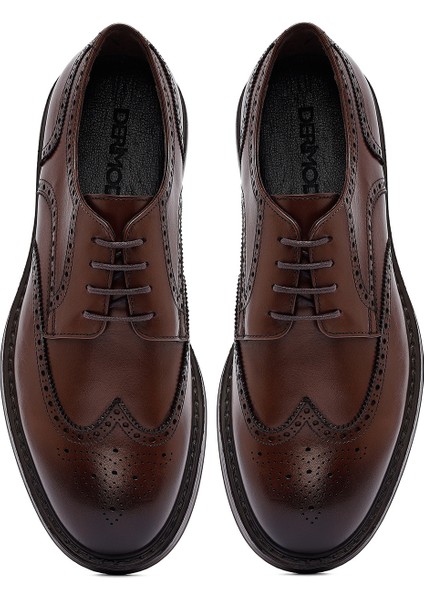 Erkek Kahverengi Bağcıklı Deri Klasik Ayakkabı 25WFD621918