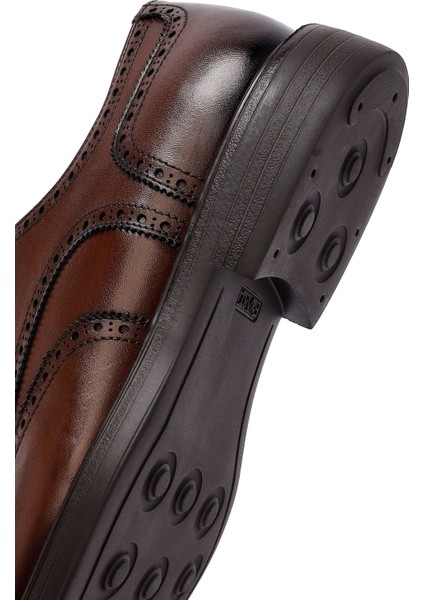 Erkek Kahverengi Bağcıklı Deri Klasik Ayakkabı 25WFD621918