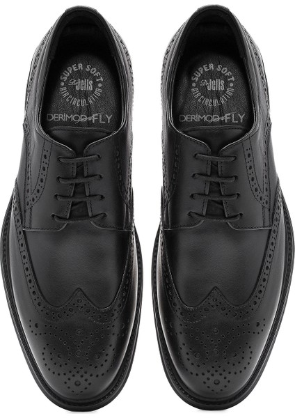 Erkek Siyah Bağcıklı Deri Casual Ayakkabı 25WFD677418