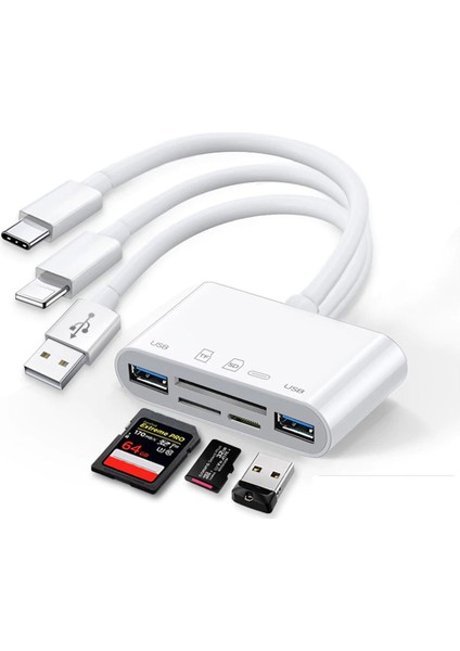 5in1 USB 3.0 Lightning Type-C To Sd-Tf Kart Okuyuculu USB Kamera Adaptörü - FC1115