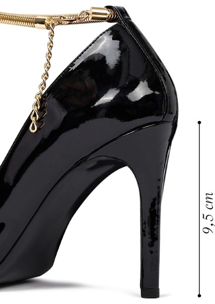 Kadın Siyah Bilekten Tokalı Ince Topuklu Rugan Deri Stiletto 25AFD162316 fiyatları