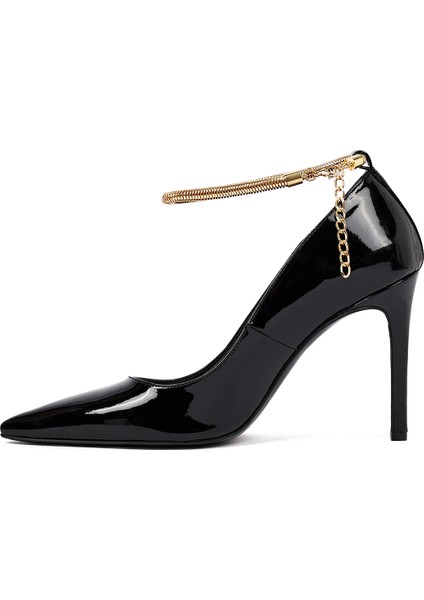 Kadın Siyah Bilekten Tokalı Ince Topuklu Rugan Deri Stiletto 25AFD162316 fırsatları
