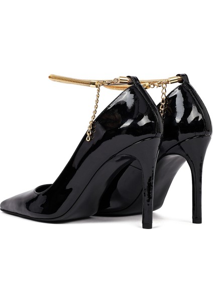 Kadın Siyah Bilekten Tokalı Ince Topuklu Rugan Deri Stiletto 25AFD162316