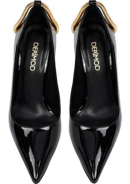 Kadın Siyah Bilekten Tokalı Ince Topuklu Rugan Deri Stiletto 25AFD162316