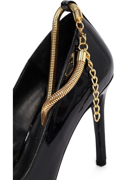 Kadın Siyah Bilekten Tokalı Ince Topuklu Rugan Deri Stiletto 25AFD162316