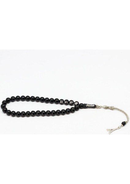 925 Ayar Gümüş İşleme İmame ve Tanelere İsim Orijinal Oltu Taşı Tesbih