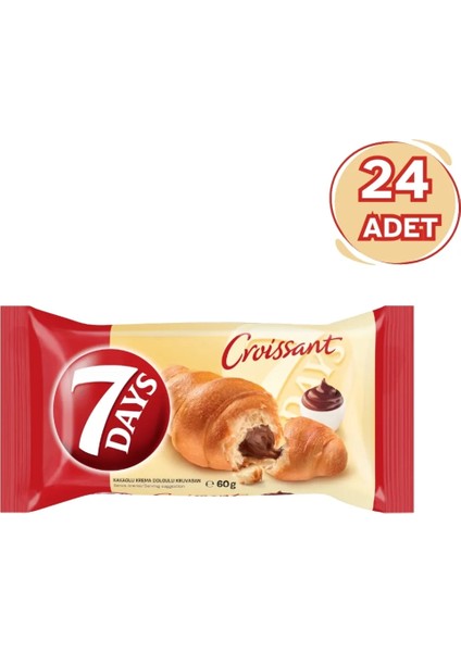 7 Days Kakaolu Kruvasan 60G (24’lü Paket) – Çikolata Dolgulu Lezzet