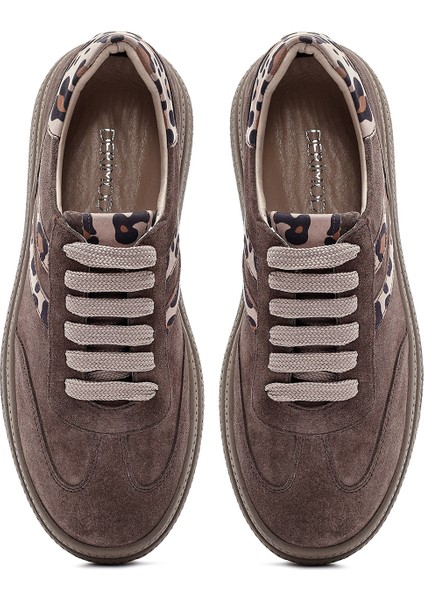 Kadın Vizon Bağcıklı Süet Deri Sneaker 25AFD511010