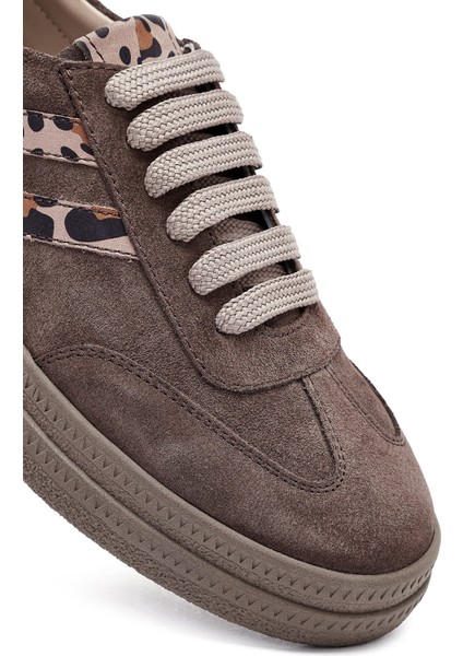 Kadın Vizon Bağcıklı Süet Deri Sneaker 25AFD511010