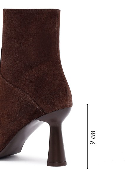 Kadın Kahverengi Fermuarlı Ince Topuklu Süet Deri Bot 25WFD133310 fiyatları